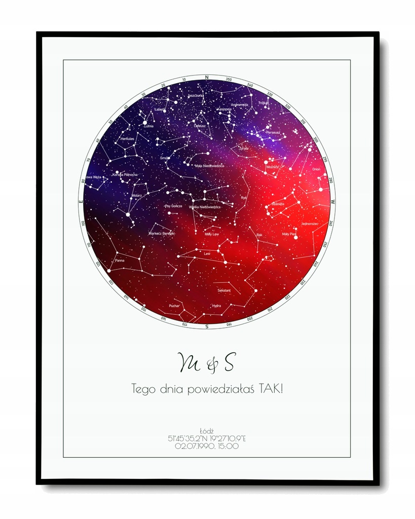 Metryczka plakat, wyjątkowy układ gwiazd