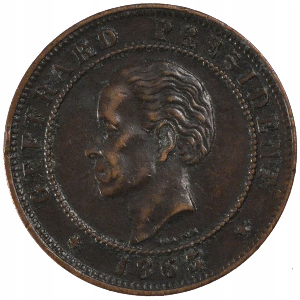 Moneta, Haiti, 20 Centimes, 1863, AU(50-53), Bronz