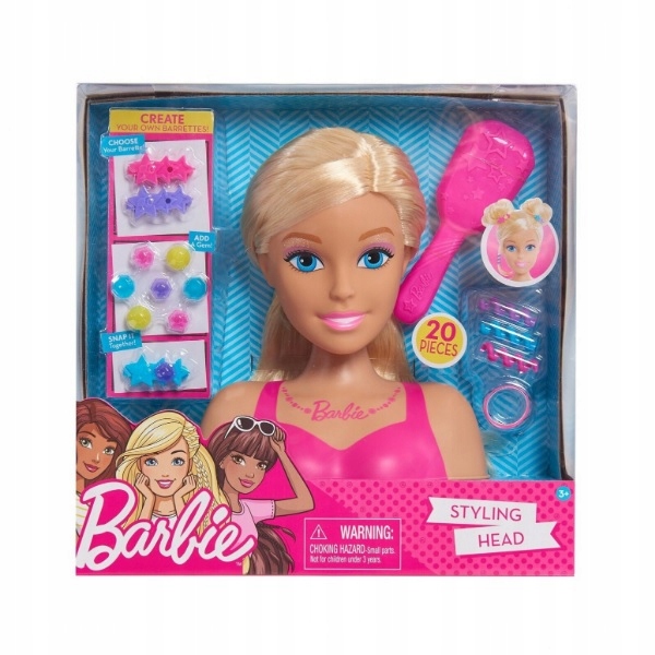 BARBIE GŁOWA DO STYLIZACJI BLOND + AKCESORIA