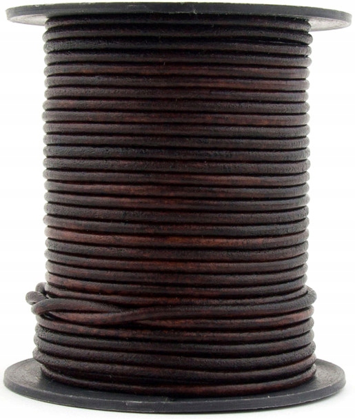 Rzemień skórzany Vintage, okrągły 1,5mm - 1metr