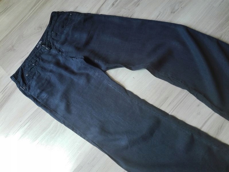 ARMANI JEANS 100% LEN LEKKIE LUŹNE SPODNIE W29