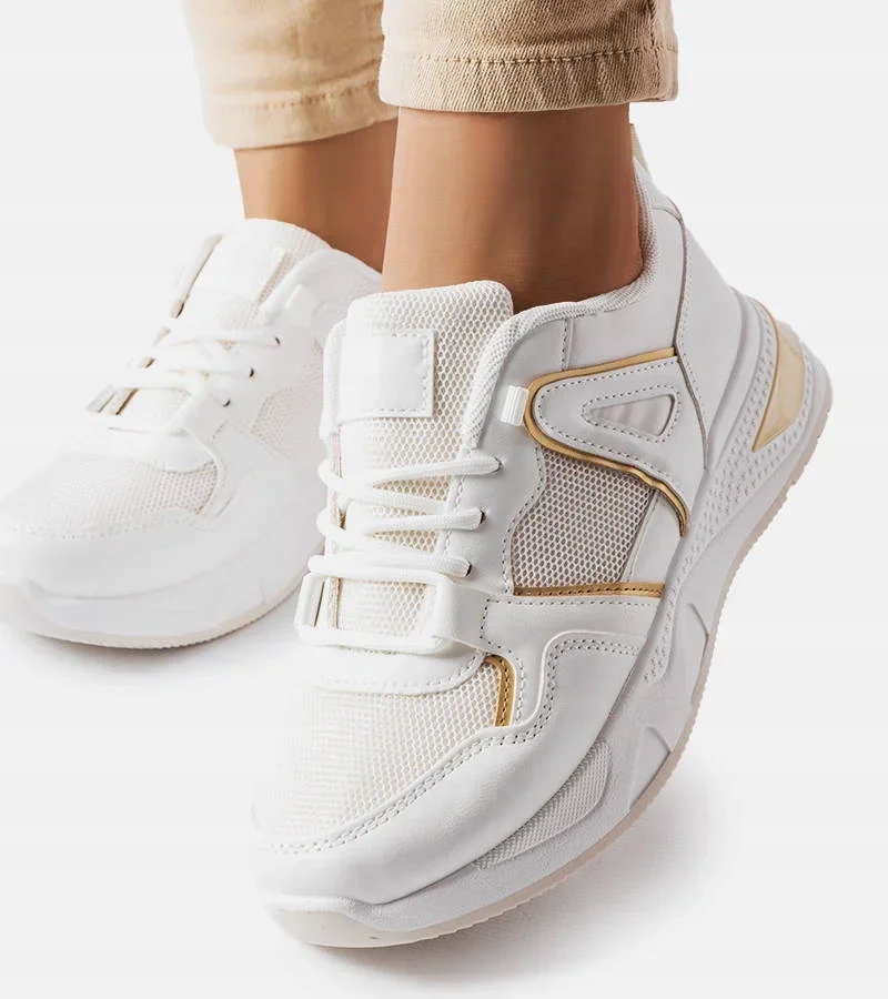 Białe sneakersy z łączonych materiałów Caya 21052 rozmiar 40