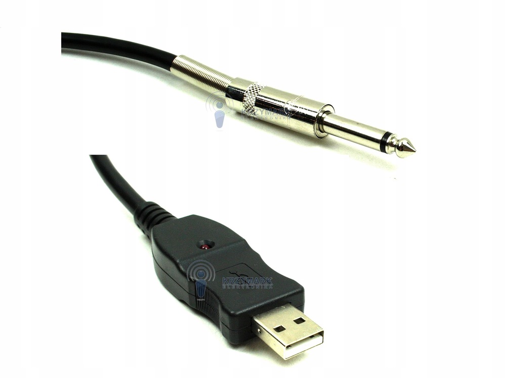 GITAROWY KABEL JACK 6.3MM 3M USB 2.0 KOMPUTERA DO