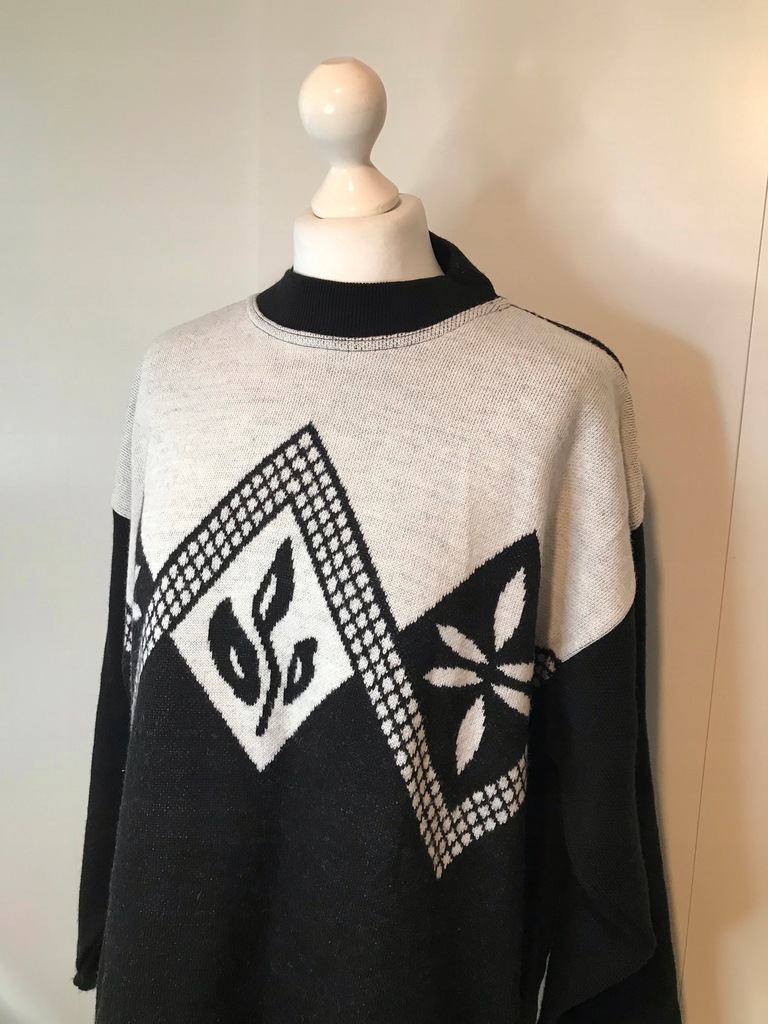 Sweter C&A XL 42 czarno biały wzory