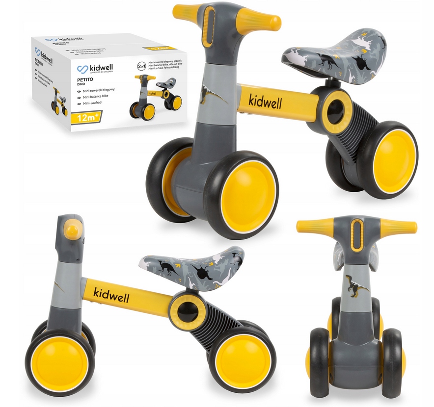 Jeździk rowerek biegowy pchacz PETITO DINO 2w1