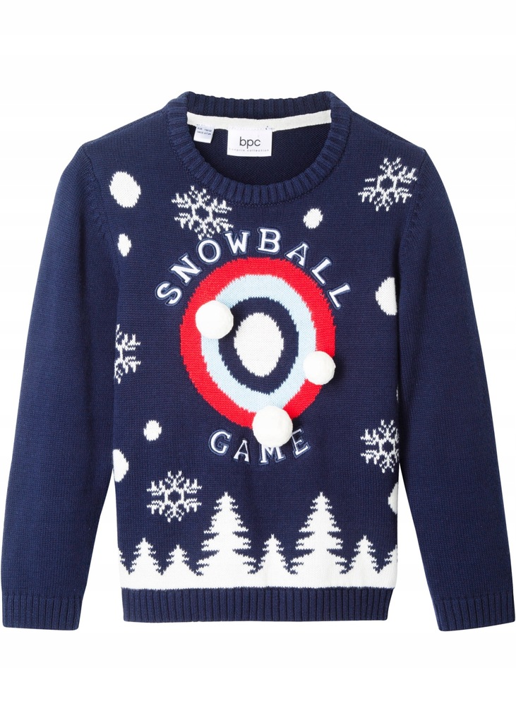 P1888 SWETER GRANATOWY MOTYW ZIMOWY R.92/98