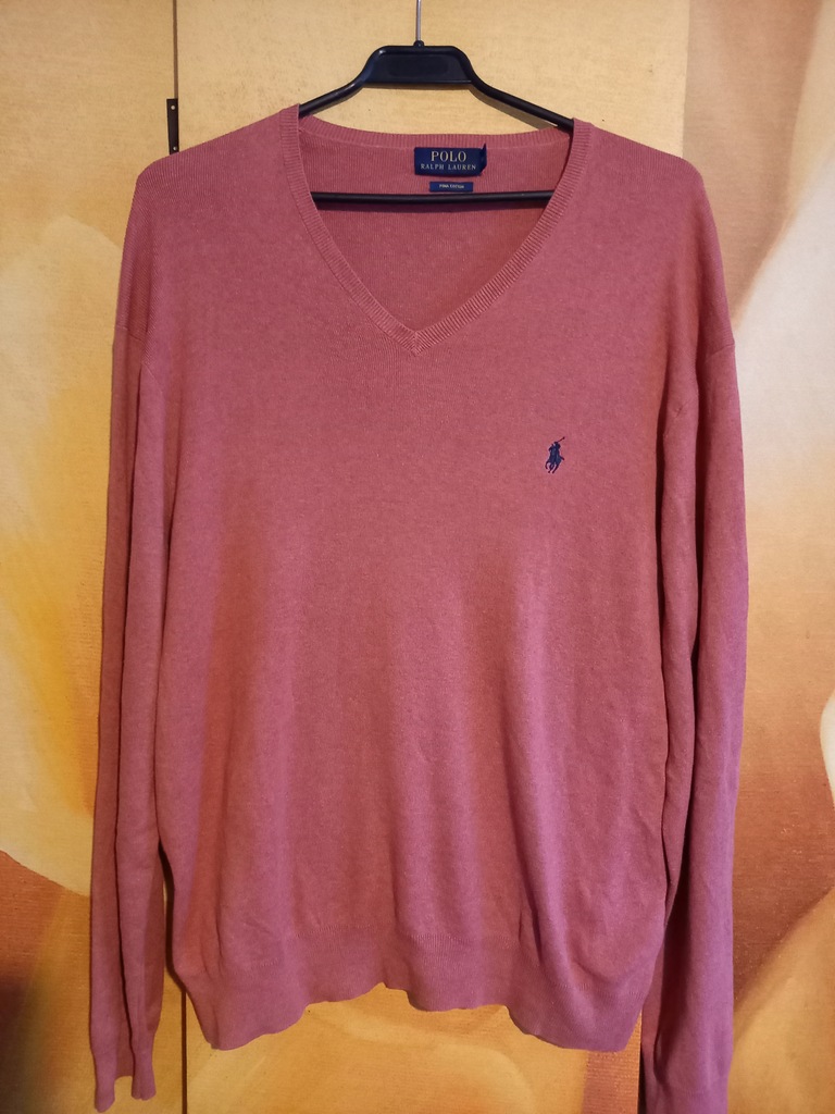 RALPH LAUREN łososiowy SWETER XL bawełna BDB