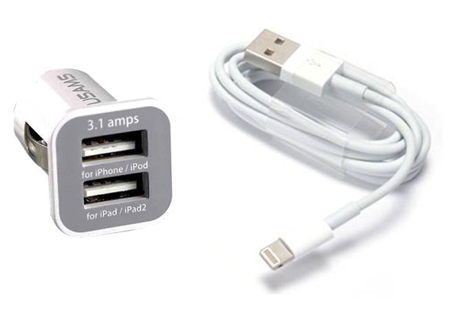ŁADOWARKA SAMOCHODOWA 2 USB + Kabel iPhone 5 5S SE