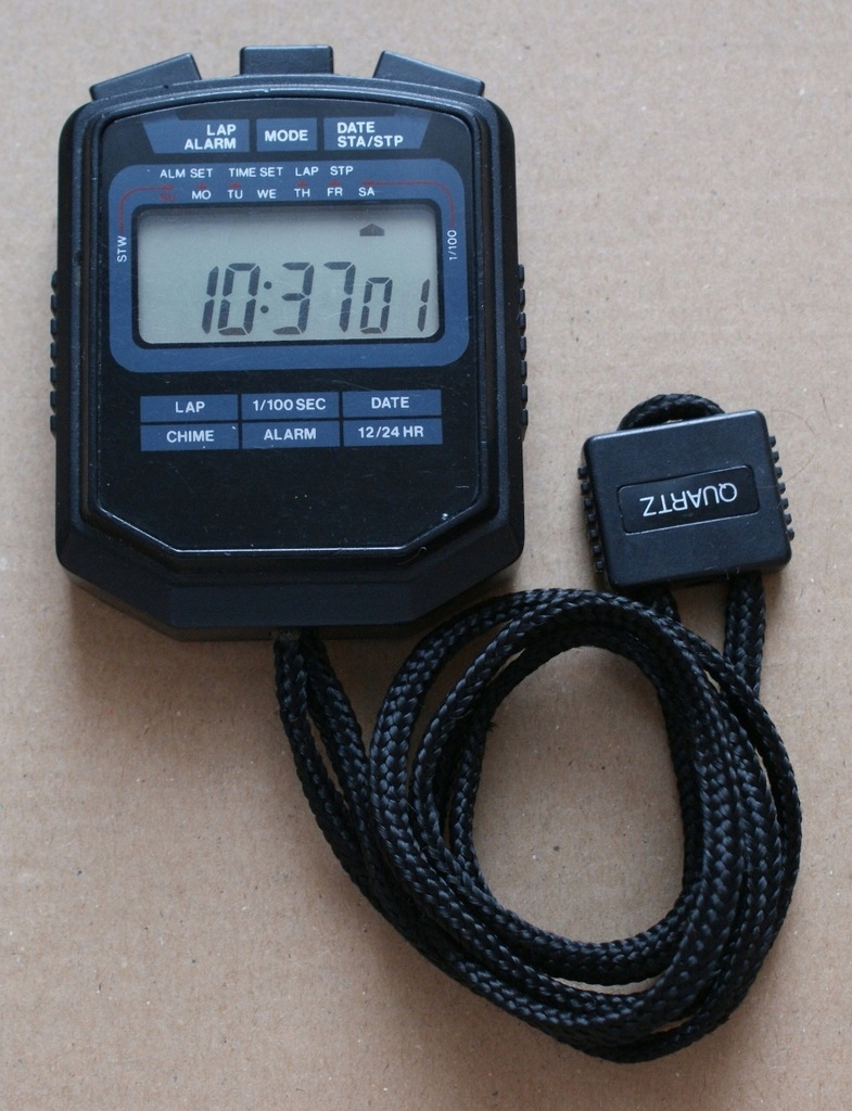 Cyfrowy stoper treningowy 1/100s alarm data czas