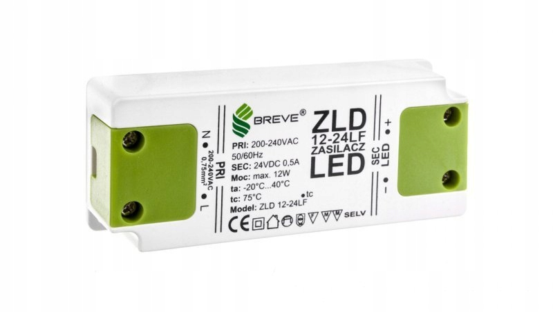 Zasilacz LED 24V DC 12W ZLD 12-24LF 0,5A 19724-900