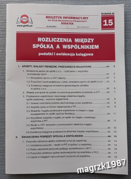 Rozliczenia między Spółką a Wspólnikiem - podatki