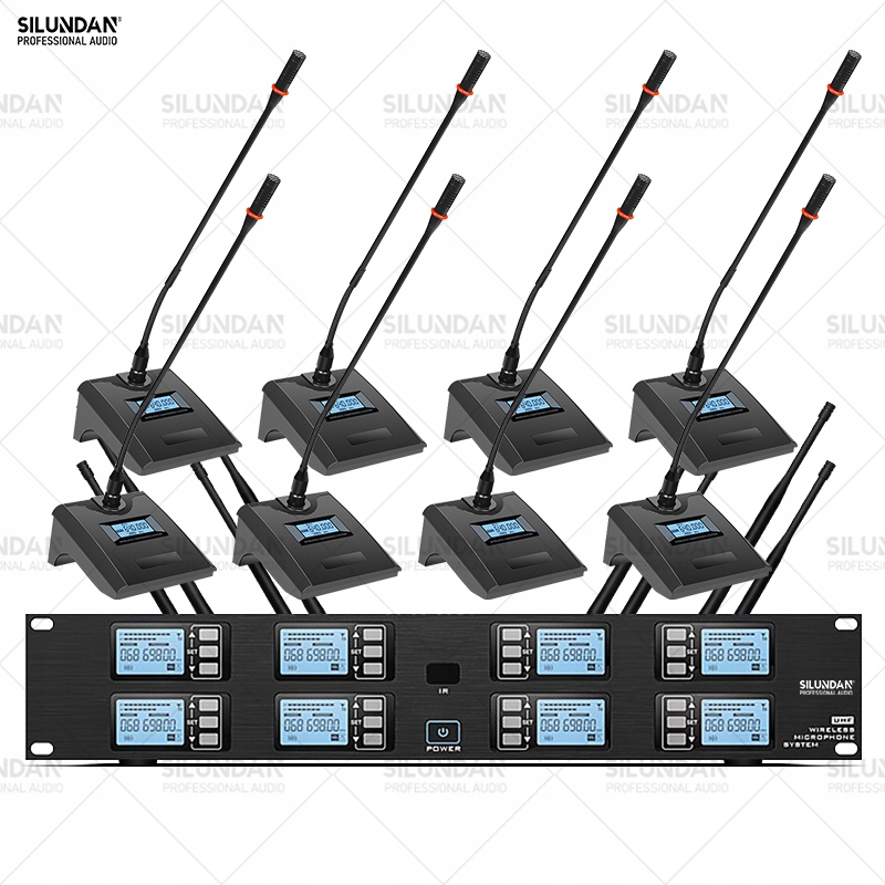 Wireless Microphone UHF System 8 Channels Lavalier
