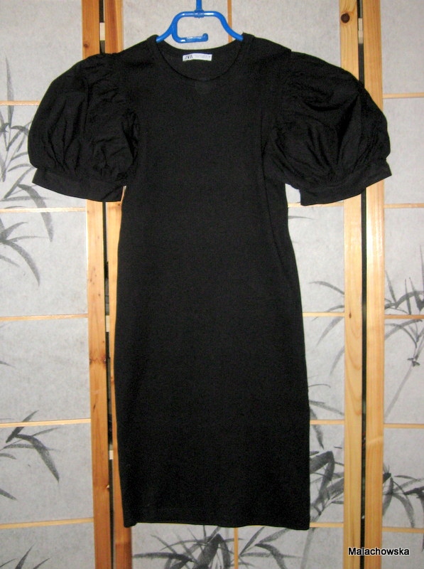 sukienka z bufiastymi rękawami Zara L 40