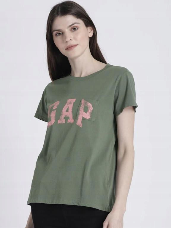 S4D405*GAP ZIELONY T-SHIRT DAMSKI Z LOGO S J00