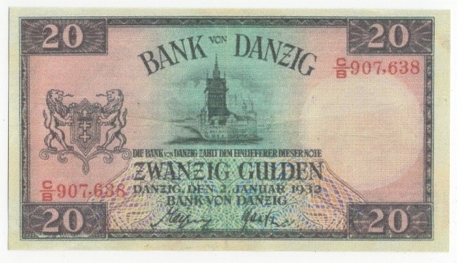 kopia banknotu - 20 gulden Danzig - Gdańsk