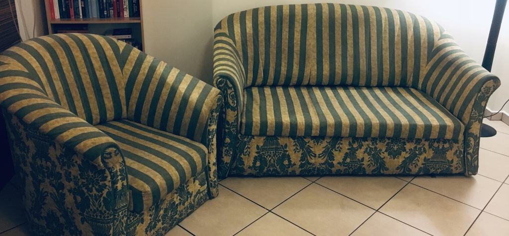 Sofa i fotel w stylu ludwik/ chesterfield