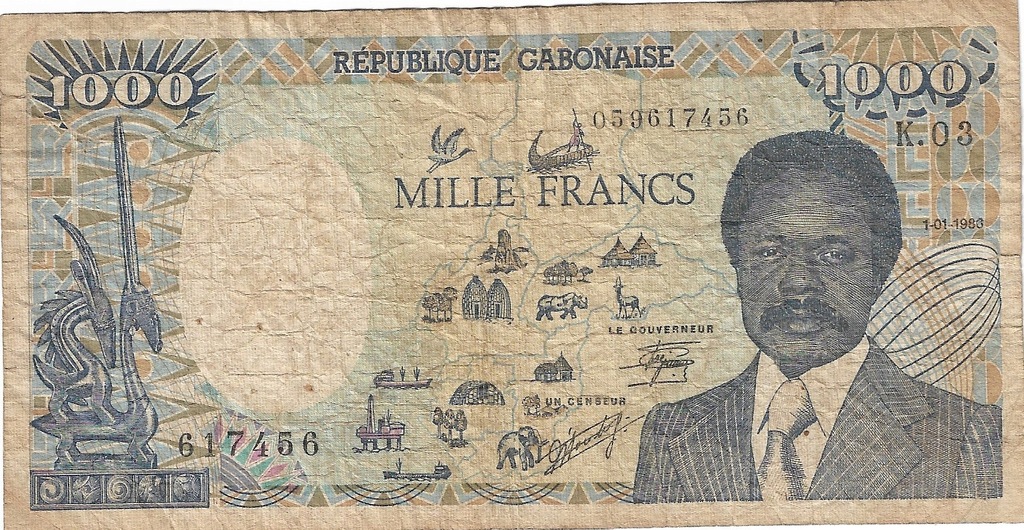 Gabon 1000 francs 1986r