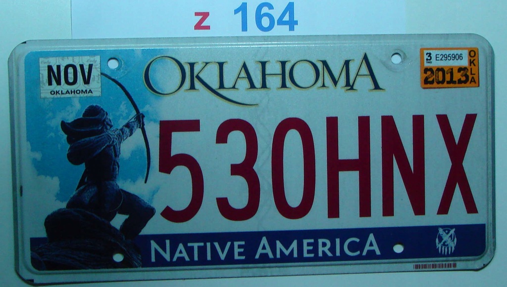Oklahoma : Tablica rejestracyjna z USA