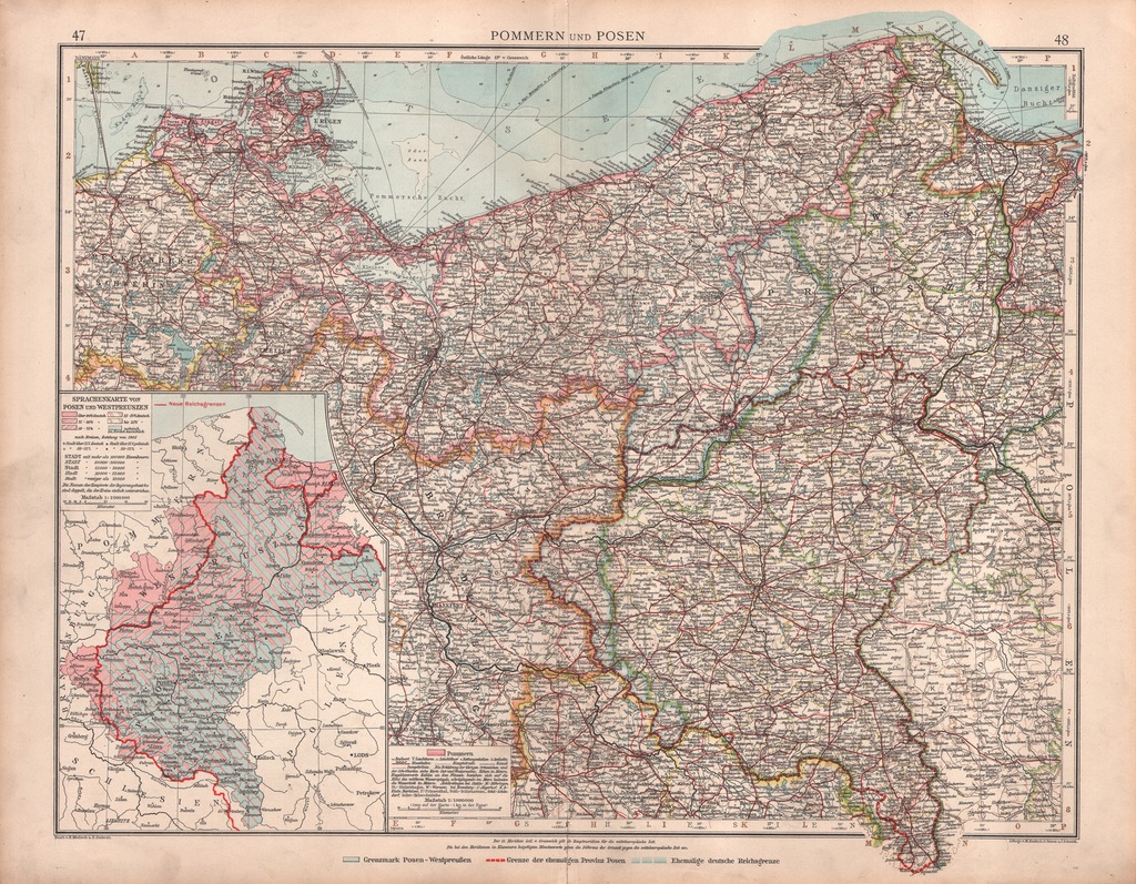 POMORZE WIELKOPOLSKA DUŻA EFEKTOWNA MAPA 1924 r.