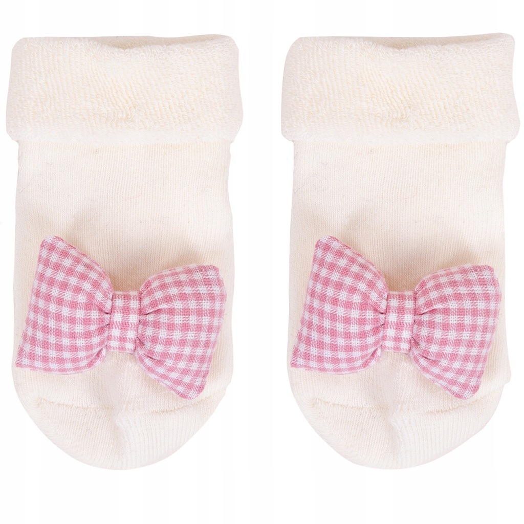 SKARPETKI FROTTE z elementem 3D ecru 17-19