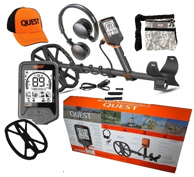 53%OFF!】 Quest Q30 Metal Detector w Wirefree Lite Headphones RaptorX TurboD  9x11 Coil