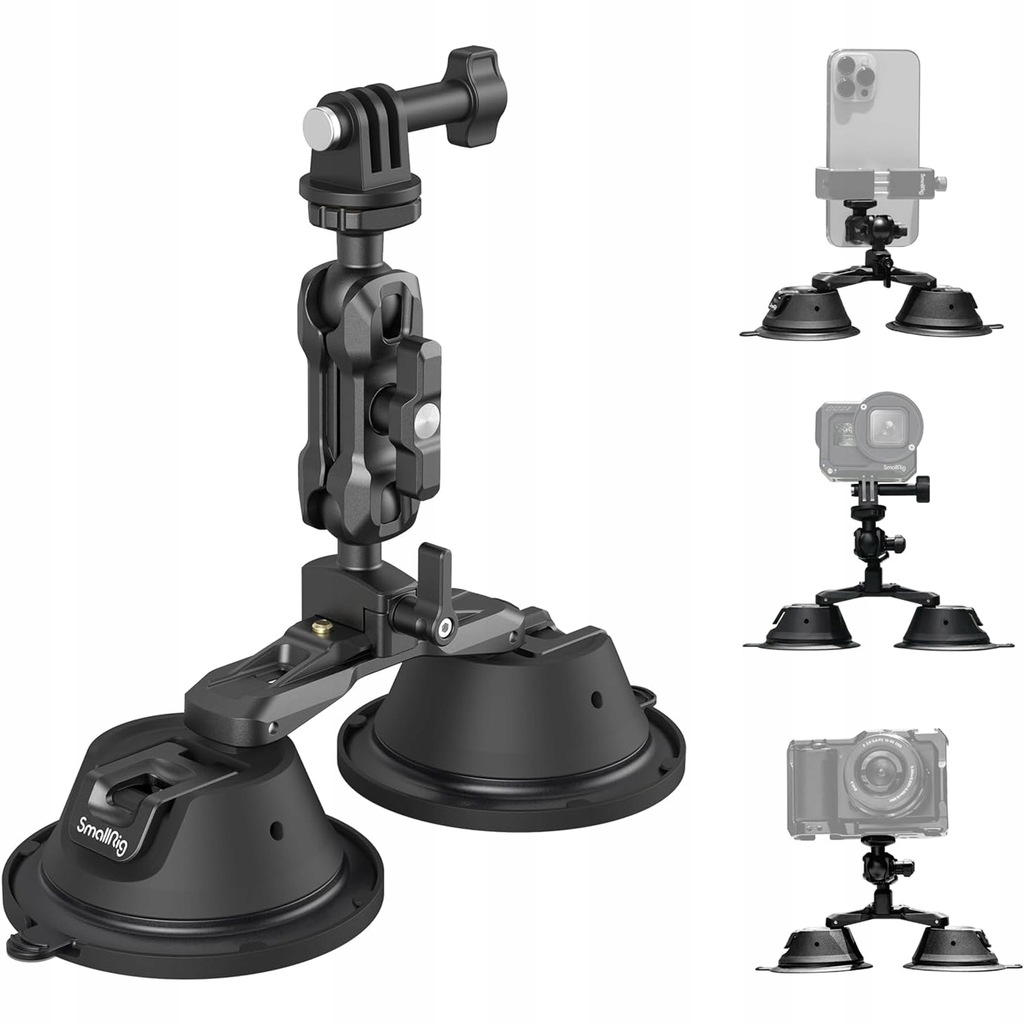 Uchwyt samochodowy SmallRig 3566 z podwójną przyssawką i uchwytem GoPro