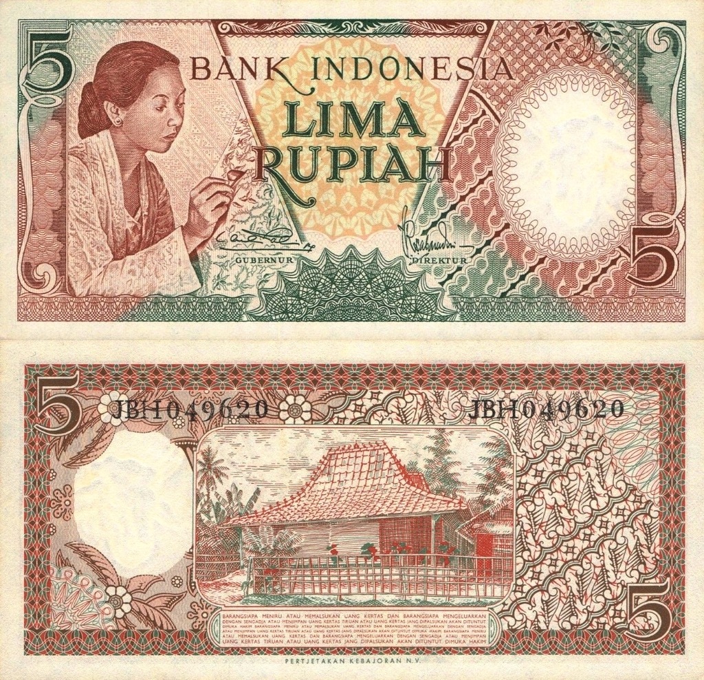 # INDONEZJA - 5 RUPII - 1958 - P-55 - UNC