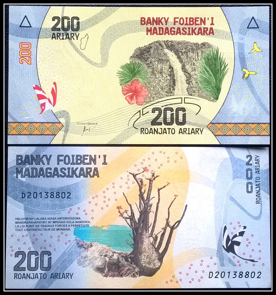 Banknot Madagaskar 200 Ariary UNC