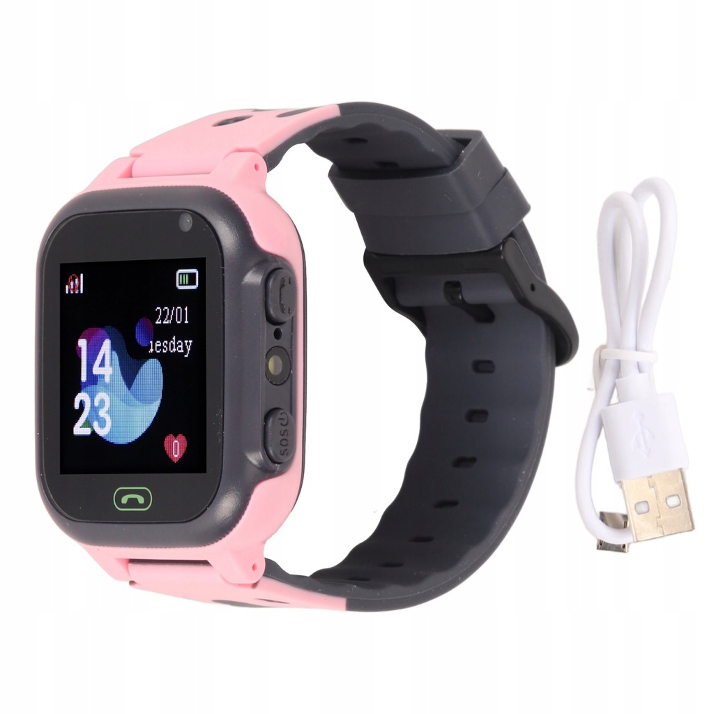 SMARTWATCH DZIECI INTELIGENTNY ZEGAREK 2G 1.44 CALA GSM SOS 400MAH RÓŻOWY