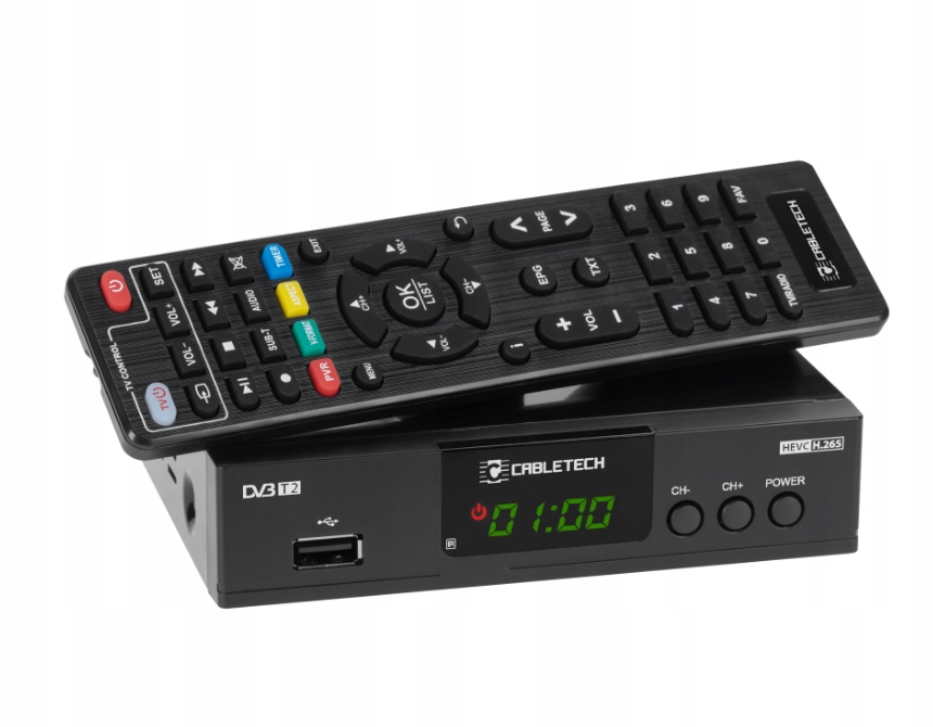 Tuner dekoder TV DVB-T2 H.265 HEVC USB Cabletech