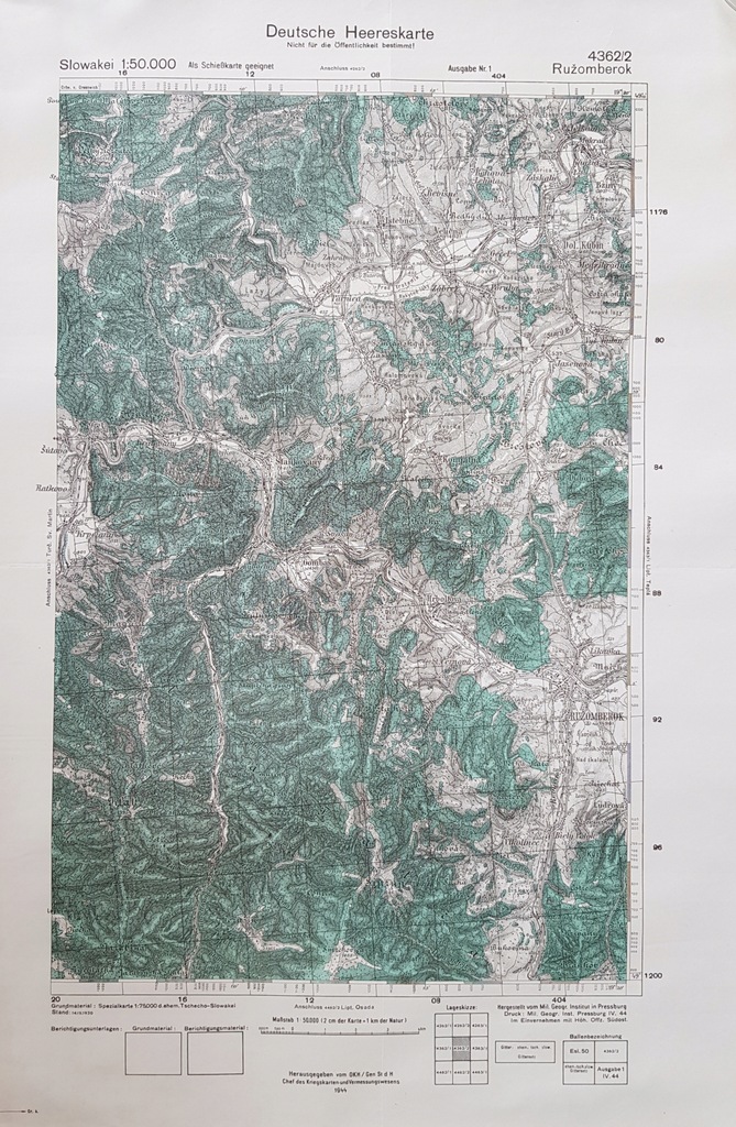 Deutsche Heereskarte Ruzomberok 4362/2 1:50 000