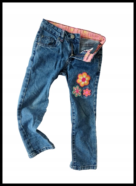spodnie 4 lata r 98 104 kwiaty jeansy dziewczynka