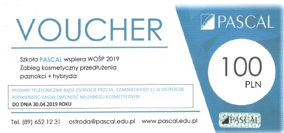 Voucher na zabiegi kosmetyczne w szkole Pascal