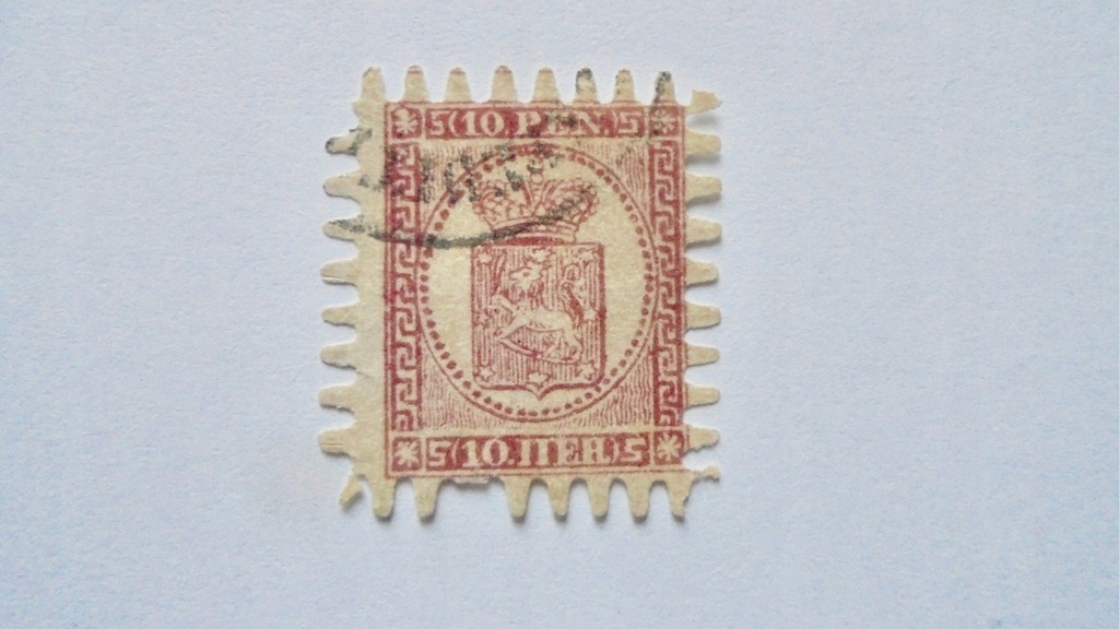 1866 Finlandia 10 Pen kasowany znaczek