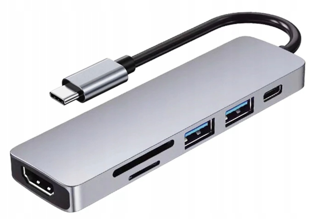 Adapter 6w1 HUB USB-C HDMI 4K SD Macbook Pro / Air