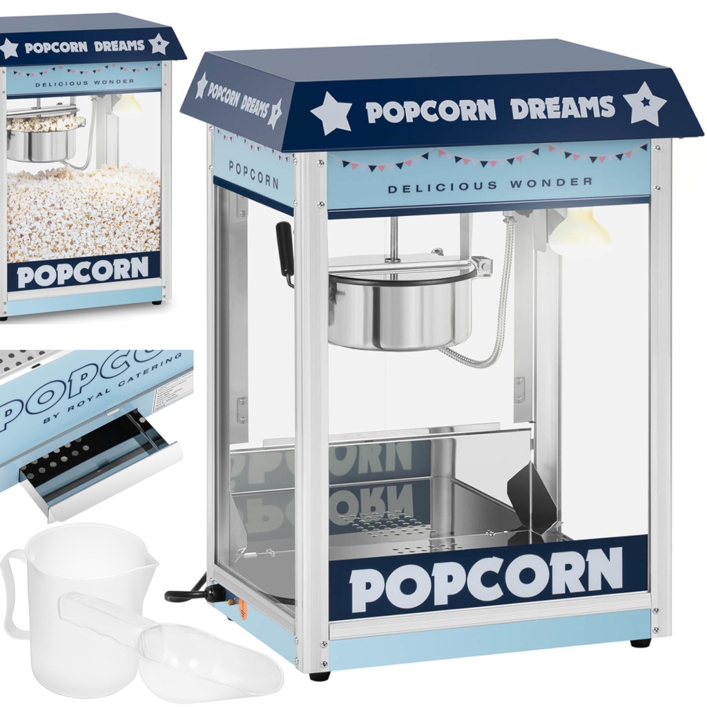 Maszyna automat urządzenie do prażenia popcornu retro TEFLON 1600 W 5-6 kg/