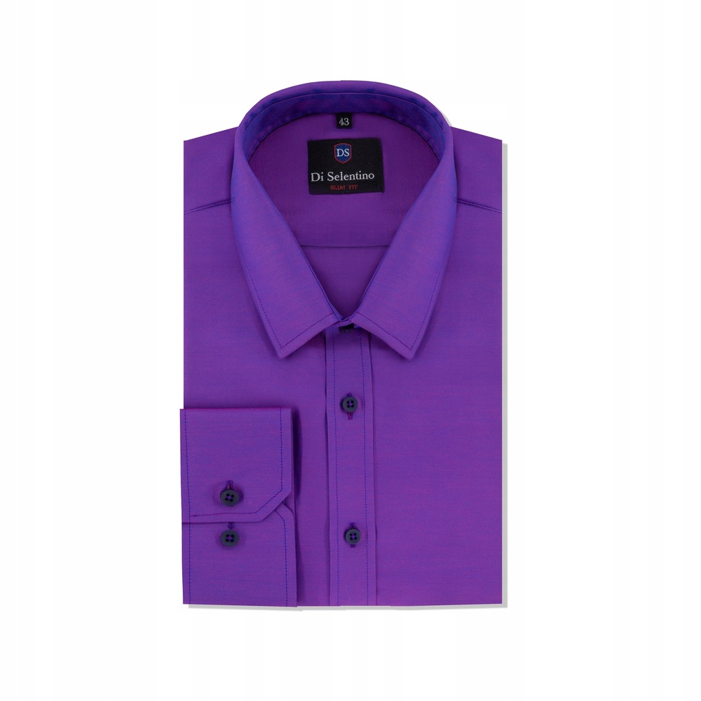 Koszula FIOLETOWA męska purpurowa classic fit 48