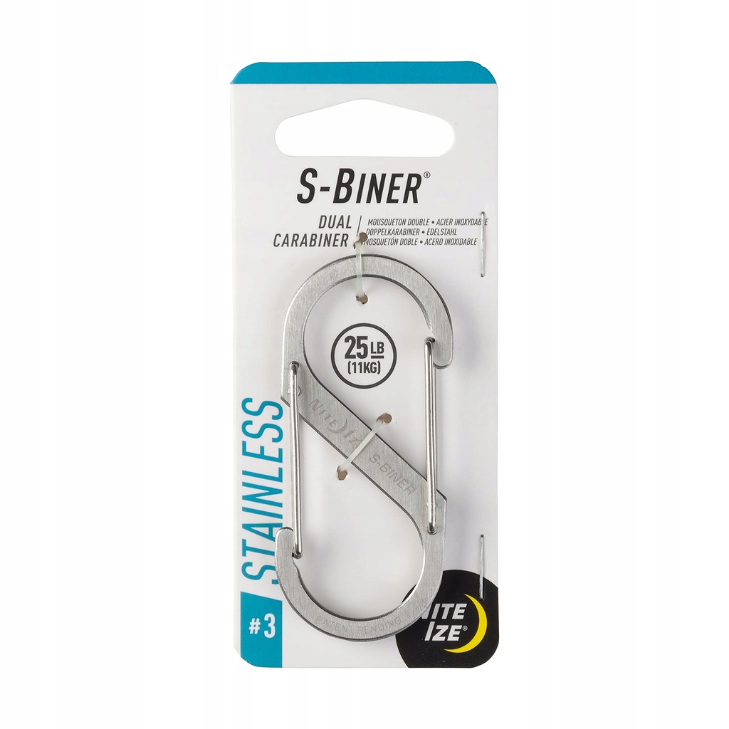 NITE IZE NI-SB2-03-11 KARABIŃCZYK S-BINER STAL GR 2, SREBRNY