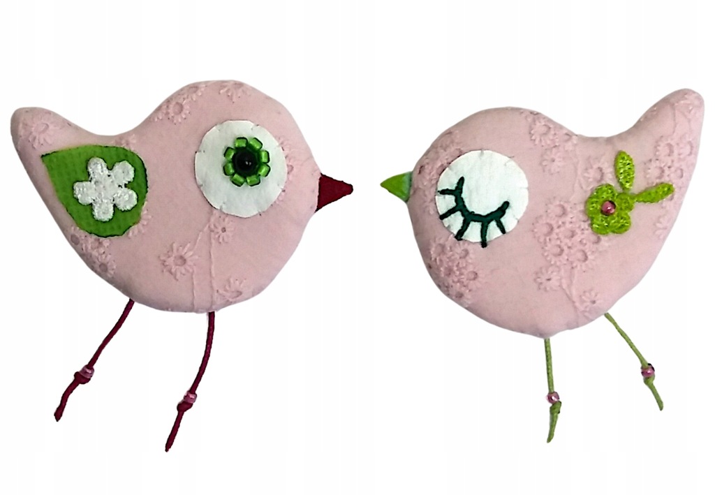 2 PTAKI RÓŻOWE magnesy na lodówkę ptaszydła HANDMADE mocny magnes