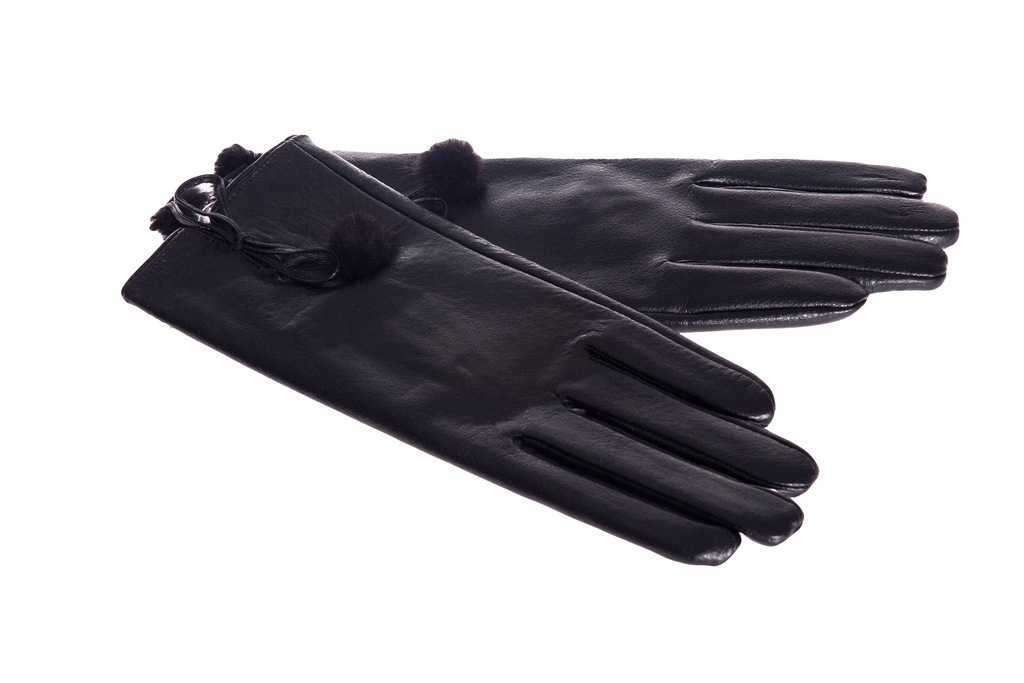 Damskie Rękawiczki Skórzane kolor Czarny r. M/L