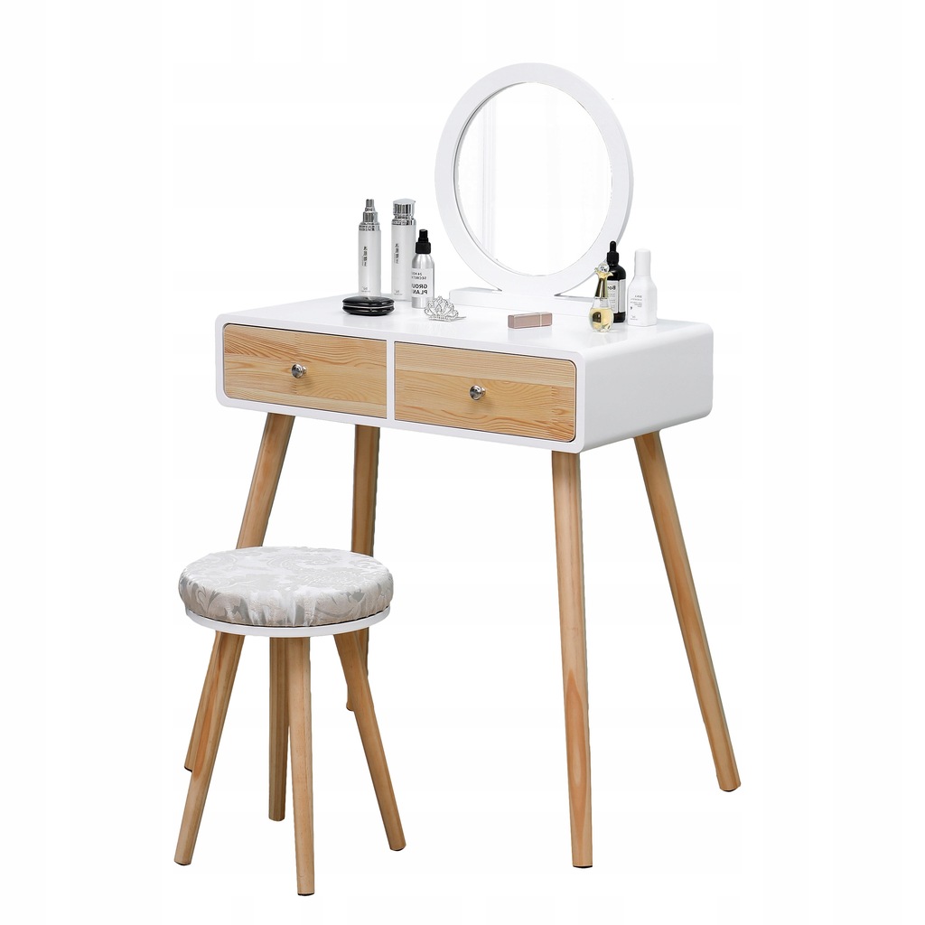 Toaletka kosmetyczna biurko z lustrem drewno