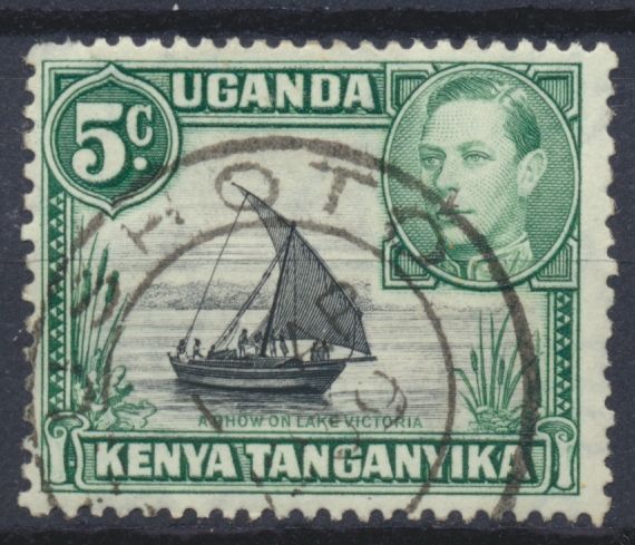 Kenia Uganda i Tanganika - 5c Kolonie Marynistyka Statek Łódź Król Jerzy VI