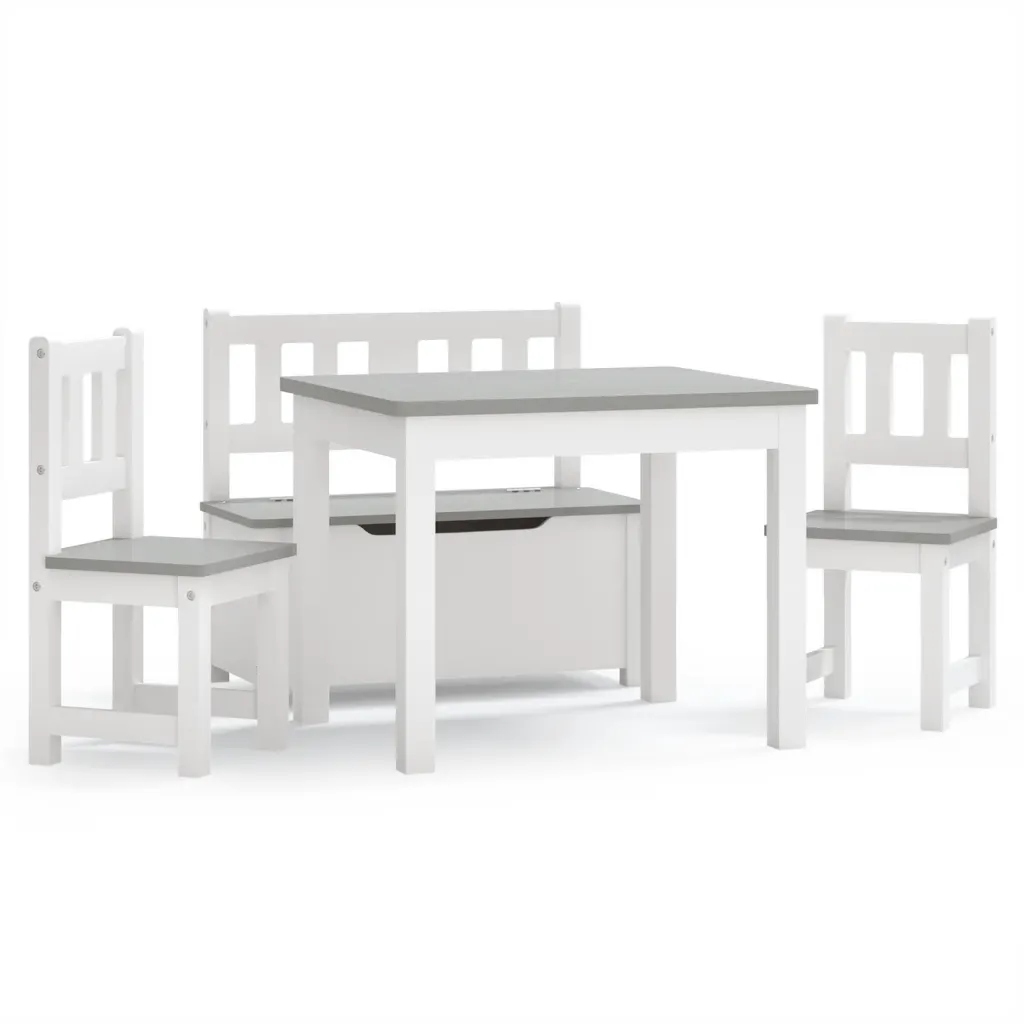 4-cz. zestaw dziecięcy, stolik i krzesła, biało-sz