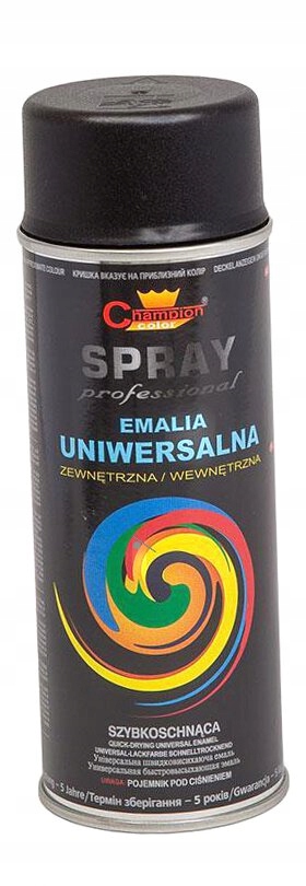 Farba akrylowa spray uniwersalny CHAMPION RAL 9011 Czarny MAT 400ml