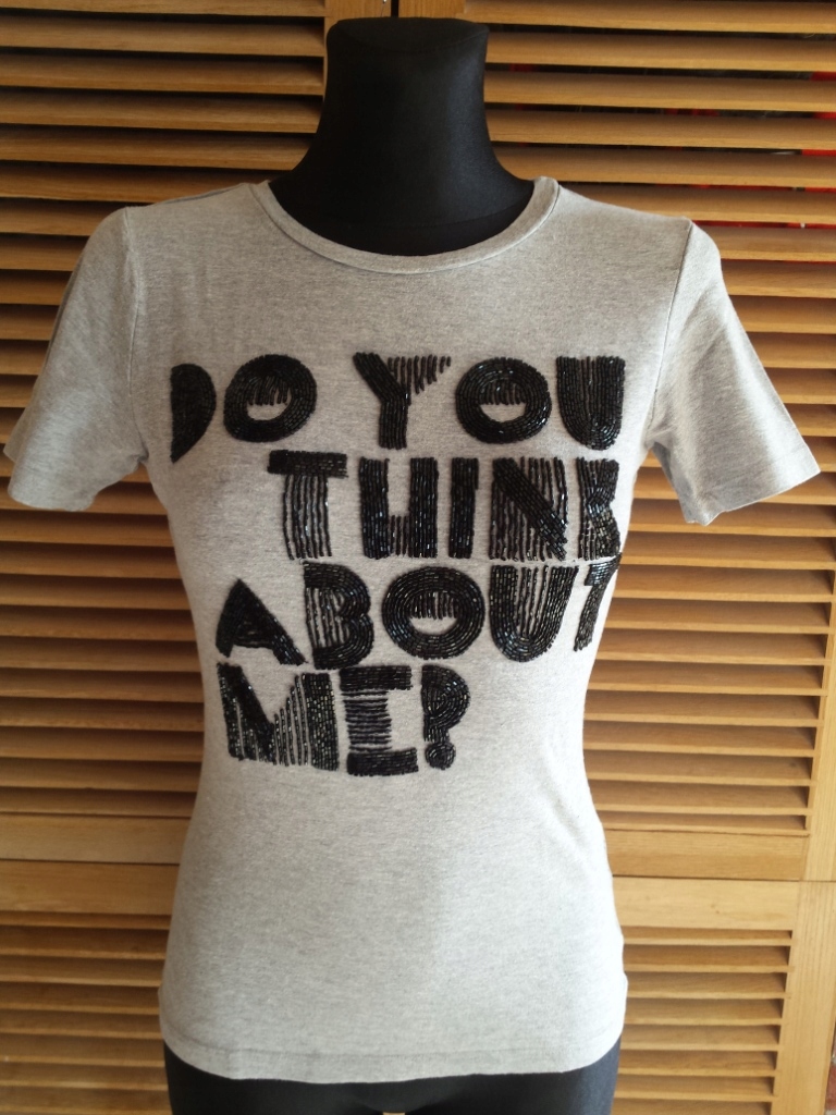 ZARA t-shirt koszulka bluzka koraliki haftowana 38