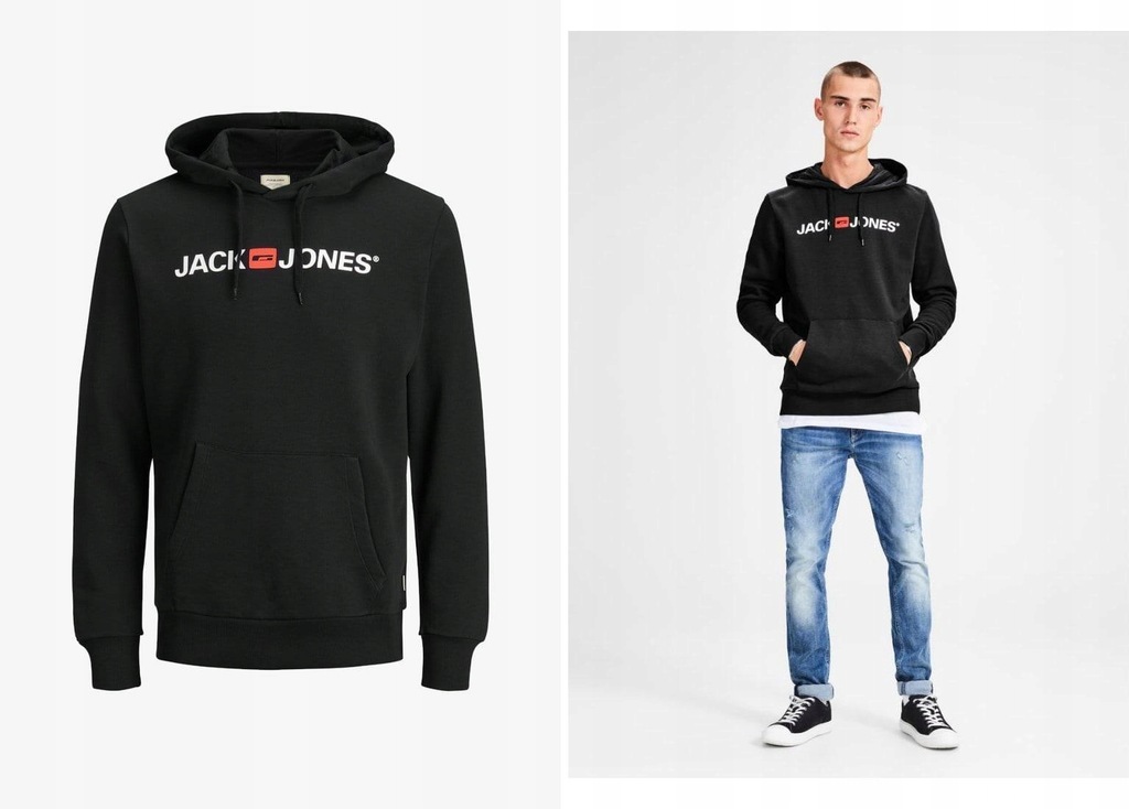 I003A10 Jack & Jones BLUZA Z KAPTUREM CZARNY M