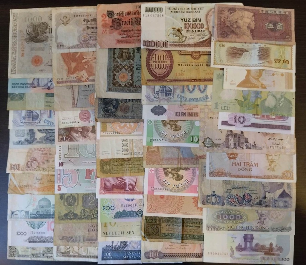 ZESTAW BANKNOTÓW ŚWIATA - 100 SZTUK