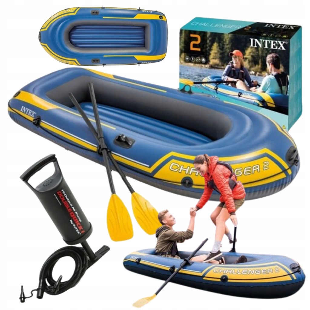 PONTON CHALLENGER 2 + WIOSŁA + POMPKA INTEX 68367 ZESTAW 6w1 2-OSOBOWY