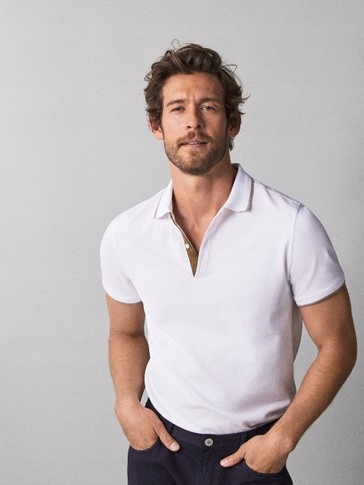 MASSIMO DUTTI T-SHIRTY KOŁNIERZYK__XL__E1