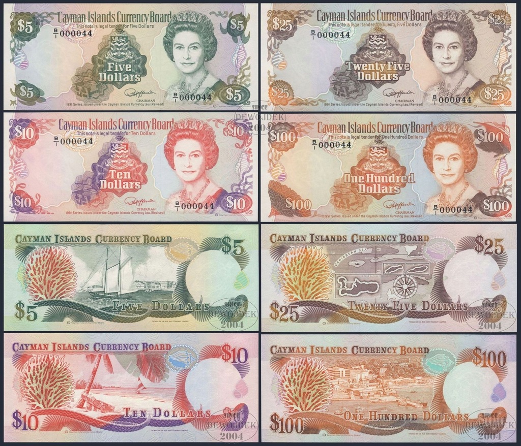 BNE - KAJMANY 5 - 100 Dollars 1991 B/1 000044 UNC